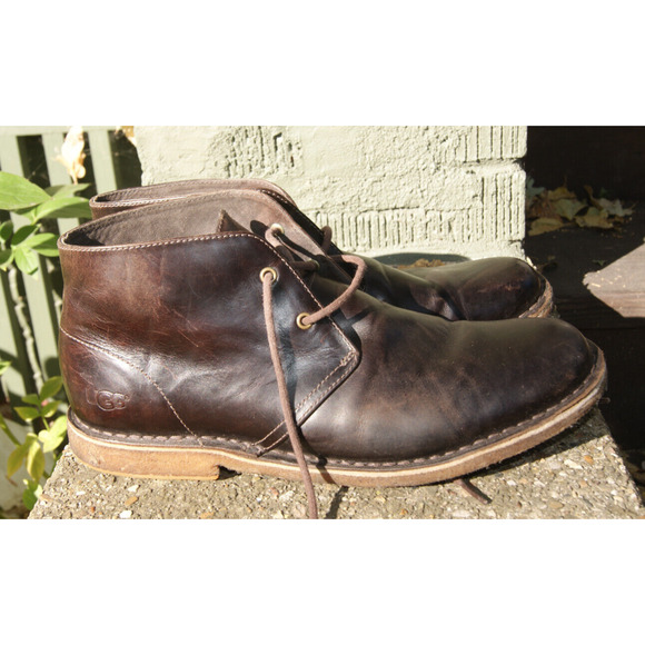 UGG Other - UGG Mens 11 Leighton Dark Brown Leather Waterproof Oxford Chukka Boots Gum Sole